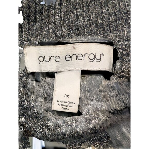 Pure Energy Womens 3X Open Front Heather Gray Cardigan Sweater Lightweight Cover - Picture 3 of 9